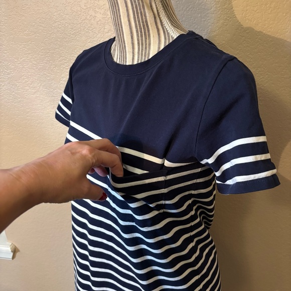 J. Crew Dress XS Navy White Nautical Striped Mini T-Shirt Dress Short Slv Cotton - Picture 10 of 15